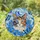 Majestic Calico Cat Stained Glass Blue Flowers Butterflies Tiffany Style Art Cat Lover Gift Stained Glass Suncatcher - 1