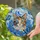Majestic Calico Cat Stained Glass Blue Flowers Butterflies Tiffany Style Art Cat Lover Gift Stained Glass Suncatcher - 2