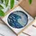 Cresting Ocean Wave Stained Glass - Tiffany Style Deep Blue Teal White Ocean Water Art Stained Glass Suncatcher - 3