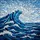 Cresting Ocean Wave Stained Glass - Tiffany Style Deep Blue Teal White Ocean Water Art Stained Glass Suncatcher - 5