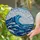 Cresting Ocean Wave Stained Glass - Tiffany Style Deep Blue Teal White Ocean Water Art Stained Glass Suncatcher - 2