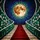 Winding Red Carpet Staircase Deep Tunnel Glass Mosaic Celestial Moon Sun Illuminated Stained Glass Suncatcher - 5