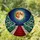 Winding Red Carpet Staircase Deep Tunnel Glass Mosaic Celestial Moon Sun Illuminated Stained Glass Suncatcher - 1