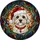 Fluffy White Maltese Maltipoo Dog Portrait Stained Glass Santa Hat Christmas Holiday Gift Stained Glass Suncatcher - 5