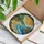 Stained Glass Style Tropical Beach Ocean Waves Palm Trees Mountain Scene Radiant Sun Art Stained Glass Suncatcher - 3
