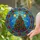 Stained Glass Christmas Tree Baubles Star Orbs Blue Sky Floral Border Holiday Gift Stained Glass Suncatcher - 2