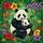 Adult Panda Cub Embrace Tiffany Stained Glass Tropical Jungle Flowers Jewel Tone Art Stained Glass Suncatcher - 5