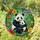 Adult Panda Cub Embrace Tiffany Stained Glass Tropical Jungle Flowers Jewel Tone Art Stained Glass Suncatcher - 1