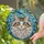 Fluffy Tabby Cat Blue Eyes Stained Glass Detailed Portrait - Tiffany Jewel Tones Art Stained Glass Suncatcher - 2
