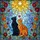 Black Cat Orange Tabby Tiffany Style Suncatcher, Radiant Sun & Flowers - Cat Lover Gift Stained Glass Suncatcher - 5