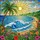 Tropical Stained Glass Sun Palm Tree Ocean Beach - Coastal Landscape Home Decor Stained Glass Suncatcher - 5