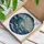 Curling Ocean Wave Crashing Foam Tiffany Glass - Deep Blue Turquoise Aqua Jewel Tone Stained Glass Suncatcher - 3