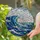Curling Ocean Wave Crashing Foam Tiffany Glass - Deep Blue Turquoise Aqua Jewel Tone Stained Glass Suncatcher - 2