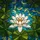 Stained Glass White Water Lily & Lily Pads - Tiffany Style Shimmering Water Pond Art Stained Glass Suncatcher - 5