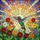 Hummingbird In-Flight Stained Glass Art, Flowers & Sunrays Sky Mosaic – Tiffany Style Decor Stained Glass Suncatcher - 5