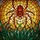 Reddish Brown Spider Stained Glass Spider Web Amber Yellow Teal Green Stained Glass Suncatcher - 5
