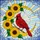 Vibrant Red Cardinal Sunflowers Crescent Moon Tiffany Stained Glass Mosaic Sky Art Stained Glass Suncatcher - 5