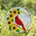 Vibrant Red Cardinal Sunflowers Crescent Moon Tiffany Stained Glass Mosaic Sky Art Stained Glass Suncatcher - 1