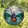 Grim Reaper Skeletal Scythe Rowboat - Full Moon Evergreen Forest Tiffany Stained Glass Look Stained Glass Suncatcher - 1