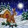 Brown White Rabbit Winter Cabin Night Sky - Snow Falling Full Moon Stained Glass Decor Stained Glass Suncatcher - 5
