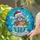 Cartoon Raccoon Santa Hat Christmas Gifts Snow Stained Glass Jewel Tones Winter Holiday Stained Glass Suncatcher - 2