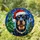 Black Tan Dog Santa Hat Christmas Tree - Stained Glass Winter Night Gift for Dog Lovers Stained Glass Suncatcher - 1