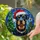 Black Tan Dog Santa Hat Christmas Tree - Stained Glass Winter Night Gift for Dog Lovers Stained Glass Suncatcher - 2