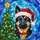 Black Tan Dog Santa Hat Christmas Tree - Icy Blue Mosaic Holiday Gift for Dog Lovers Stained Glass Suncatcher - 5