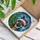 Black Tan Dog Santa Hat Christmas Tree - Icy Blue Mosaic Holiday Gift for Dog Lovers Stained Glass Suncatcher - 3
