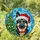 Black Tan Dog Santa Hat Christmas Tree - Icy Blue Mosaic Holiday Gift for Dog Lovers Stained Glass Suncatcher - 1