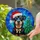 Black Tan Rottweiler Doberman Dog Santa Hat Stained Glass Christmas Tree Tiffany Art Stained Glass Suncatcher - 2