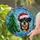 Black Tan Dog Santa Hat Christmas Tree Stained Glass Art Mosaic Sky Christmas Gift Stained Glass Suncatcher - 2