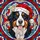 Bernese Mountain Dog Santa Hat Tiffany Style Mosaic Jewel Tone - Christmas Holiday Gift Stained Glass Suncatcher - 5