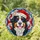 Bernese Mountain Dog Santa Hat Tiffany Style Mosaic Jewel Tone - Christmas Holiday Gift Stained Glass Suncatcher - 1