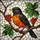 Tiffany Stained Glass American Robin Bird on Branch with Berries - Nature Art Decor Stained Glass Suncatcher - 5