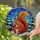 Red Squirrel Gift Box Stained Glass Style Winter Night Sky - Christmas Holiday Gift Stained Glass Suncatcher - 2