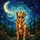 Golden Retriever Dog Stained Glass Moon & Stars Tiffany Style Night Sky Decor Dog Lover Gift Stained Glass Suncatcher - 5