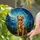 Golden Retriever Dog Stained Glass Moon & Stars Tiffany Style Night Sky Decor Dog Lover Gift Stained Glass Suncatcher - 2