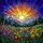 Golden Sun Mountain Range Snow-Capped Wildflower Meadow Tiffany Stained Glass Home Decor Stained Glass Suncatcher - 5
