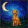 Tiffany Stained Glass Vizsla Labrador Dog Moon Stars Forest Sky - Dog Lover Gift Stained Glass Suncatcher - 5