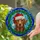 Brown Dog Santa Hat Tiffany Style Holly Berries Blue Aqua Swirl Christmas Decor Stained Glass Suncatcher - 2