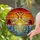Red-Crowned Cranes Heart Sunset Stained Glass Art - Tiffany Jewel Tone Reeds Cattails Stained Glass Suncatcher - 2