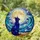 Stained Glass Silhouetted Cat & Full Moon Night Sky - Tiffany Style Water Celestial Art Stained Glass Suncatcher - 1