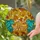 Golden Orange Tabby Cat Sleeping Monstera Leaves Autumn Mosaic Tiffany Style Stained Glass Suncatcher - 2
