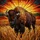 American Bison Horns Prairie Landscape Stained Glass - Tiffany Sunset Jewel Tones Stained Glass Suncatcher - 5