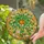 Vibrant Potted Plant Stained Glass Tiffany Style Cascading Leaves Sunny Sky Mosaic Art Stained Glass Suncatcher - 2