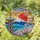 Japanese Pagoda Mount Fuji Cherry Blossom Red Sun Birds - Stained Glass Tiffany Style Art Stained Glass Suncatcher - 1