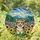 Corgi Dog Leaping Sunflowers Purple Lupine Mountain Range Tiffany Stained Glass for Dog Lover Stained Glass Suncatcher - 1