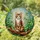 Tabby Cat Tiffany Glass Mosaic Art, Green Eyes, Lush Foliage & Intricate Details Stained Glass Suncatcher - 1