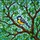 Great Tit Bird Stained Glass Tiffany Style - Perched Branch Green Leaves Mosaic Sky Stained Glass Suncatcher - 5